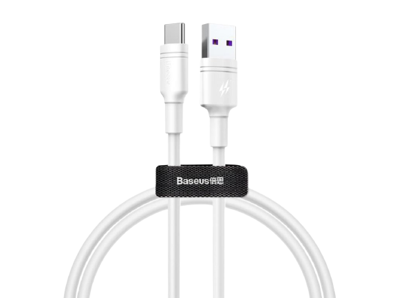 USB C TO USB A 50CM DOUBLE RING QUICK CHARGE CABLE WHITE